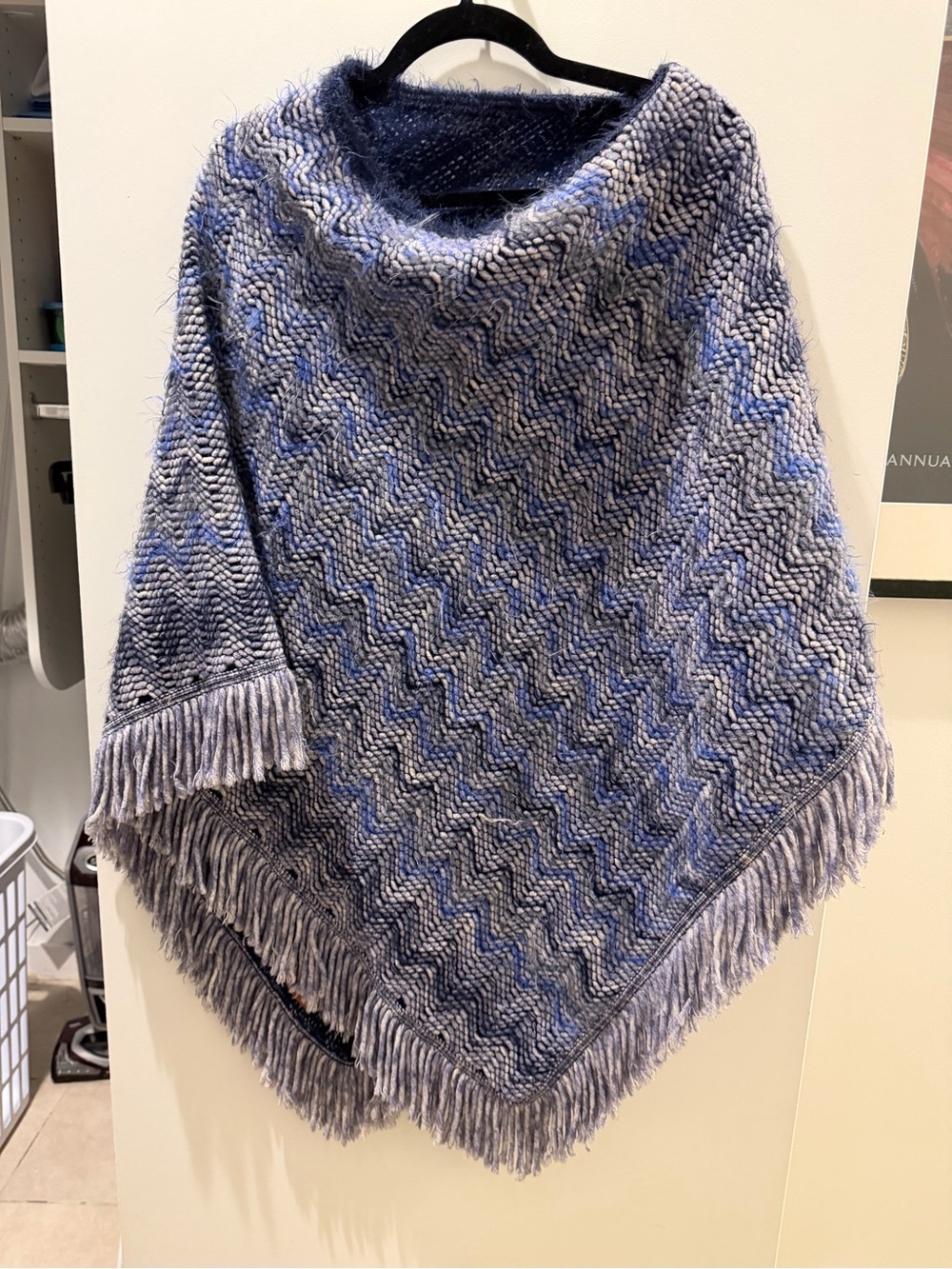 Missoni Blue Chevron Fringe Poncho